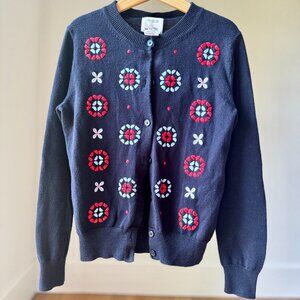 Crewcuts Girls Size 10 Navy Embroidered Cardigan Preppy Fall/Tier Layer Classic